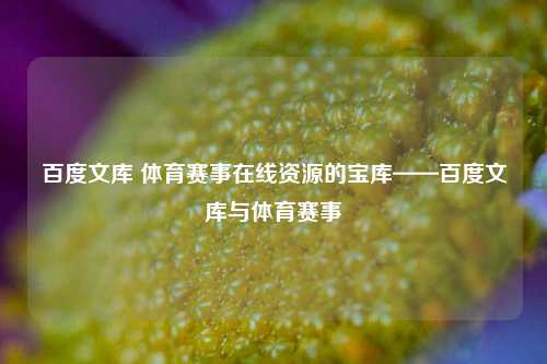 百度文库 体育赛事在线资源的宝库——百度文库与体育赛事