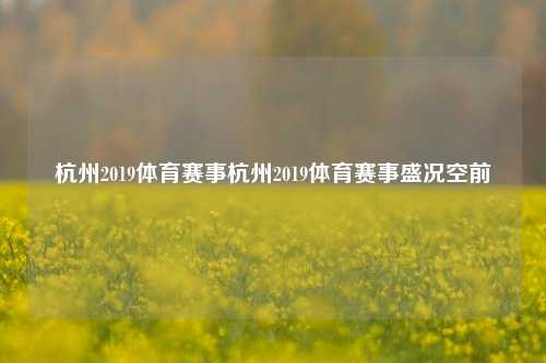 杭州2019体育赛事杭州2019体育赛事盛况空前