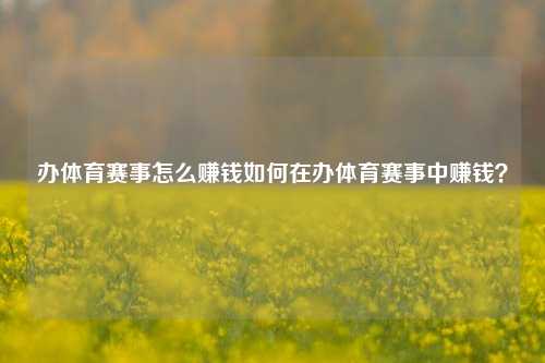 办体育赛事怎么赚钱如何在办体育赛事中赚钱？