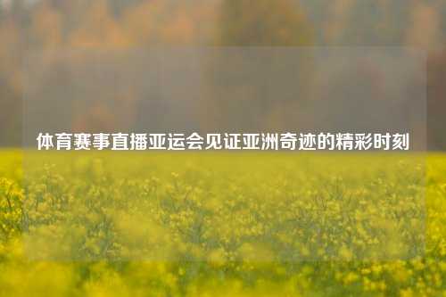 体育赛事直播亚运会见证亚洲奇迹的精彩时刻
