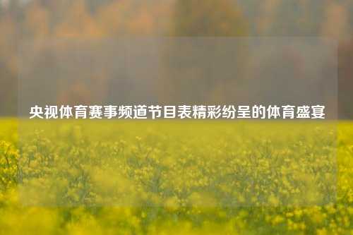 央视体育赛事频道节目表精彩纷呈的体育盛宴