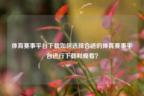 体育赛事平台下载如何选择合适的体育赛事平台进行下载和观看？