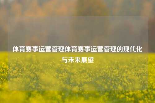 体育赛事运营管理体育赛事运营管理的现代化与未来展望