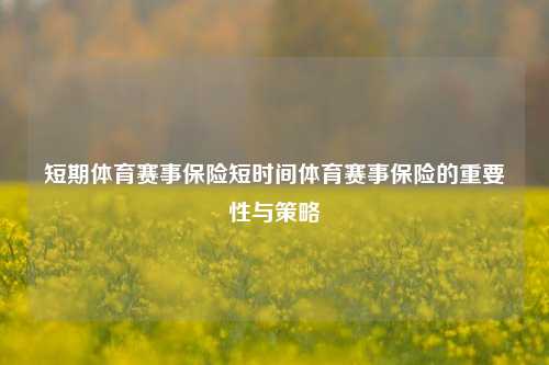 短期体育赛事保险短时间体育赛事保险的重要性与策略